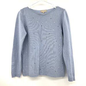 Benedetta B Merino Wool Cashmere Blend Blue Dot Sweater Women's Medium